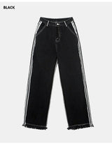 Double Side Seam Cutting Denim Pants