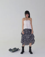 Punching Eyelet Smoke Tube Top Blouse