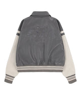 [NF] MALLOW VARSITY LEATHER JACKET (GRAY)_F23ZA939