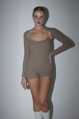 BODYSUIT + BOLERO CARDIGAN SET MOCHA