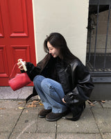[ORIGINAL] Tod Loose-Fit Belted Leather Jacket