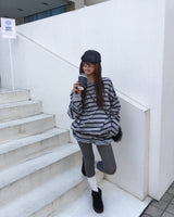 (Unisex) Stripe collar T