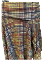 Prague Check Unbalanced Frill Midi Skirt