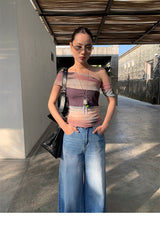 サントリ シフォン オフショルダー ノースリーブ Tシャツ