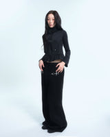 Ruffle Two Way zip-up - Black
