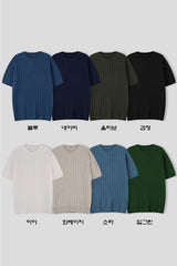 LMN オールデイVネックリネンラウンド半袖ニット (8 colors)