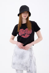 HEART LOGO CROP T-SHIRT / BLACK