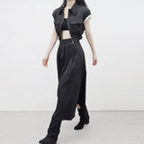 Aperi shirt pocket zip-up + skirt set