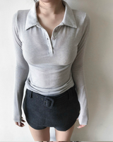 conte tone wool button collar top