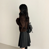 Bomi A-line pleated check midi skirt 