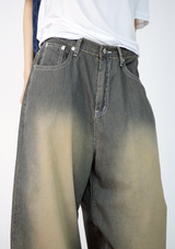 stripe brown washing pants