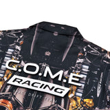 [UNISEX] Automobile Parts Camp-Collar Printed Shirt (Black)