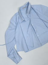Ribbon Stripe Crop Shirt