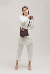 LAZEL MINI CROC ショルダーレザーバッグ / Wani Burgundy