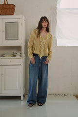 Open sheer blouse_mustard