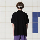 BUTTON FLOWER PK POLO SHIRT / BLACK