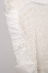 Lace-Trimmed Shirred Smocked Bra Top (White)
