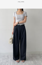 Eiffel Stripe Banding Wide Slacks