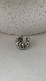 Silver layered bold ring