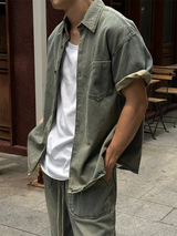[S/S]ルーズフィットUネック半袖Tシャツ(4color)