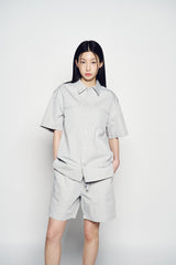25SS OVERSIZE RIPSTOP SHORT SLEEVE SHIRTS LIGHT GREY
