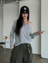 Rabbit Basic Cotton Off Shoulder Long Sleeve
