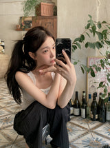#Romantic Flower Frill Cap Sleeveless Blouse (2color)