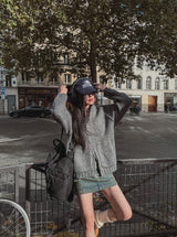 Pony Two-Way Knit Hooded Zip-Up
