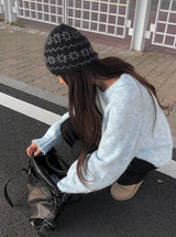 Wend Wool Bokashi Pastel Loose Fit Round Knit