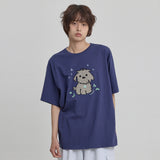 マルチーズチェックアップリケボタンハーフTシャツ