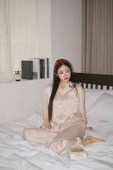 Beige kt Silk Pajama Set