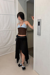 COLOR BLOCK HALTER TOP