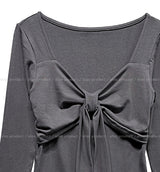 Hina Shirring Tie Ribbon Long Sleeve