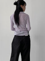 ベルベットシースルーモックネックTシャツ