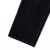 DIAGONAL CUT DENIM PANTS
 - BLACK