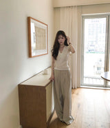 [ daily workwear ]　シャーリングベーシックリネンドレープトップ