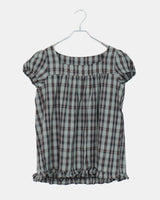 Onnit checkered Square Neck Mini Short Sleeve Blouse