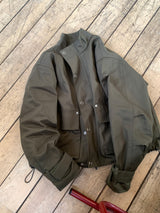 Neck Belt Crop Bomber Jacket