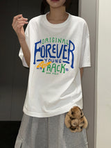 Ezlong Round Letter Tattoo Graphic Oversized T-Shirt 3color