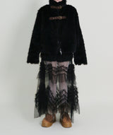 Rachel Two-Belt Detail Short Length Fur Jacket (Lining Quilted)