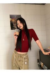 Khaki brown line wide cotton pants