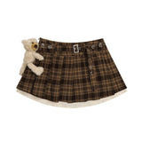 Teddy Belt Check Pleated Skirt 232425749