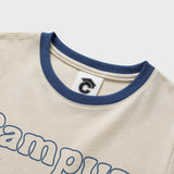 キャンパスラバークリームクロップ半袖リンガーtシャツ
