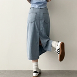  Sundy Charlang Cool Denim Long Skirt [Short & Basic Selection] Lyocell Fabric