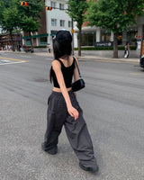 (Unisex) ボタンナイロンパンツ