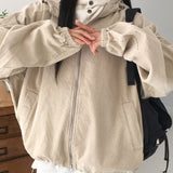 Sithern Corduroy Two-Way Hooded Zip-Up Jacket