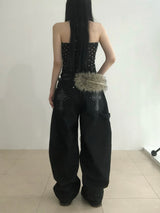 Stud Cross Wide Denim Pants