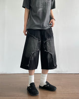 ラフダブルニーハーフデニムパンツ