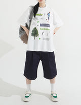 Pintuck Wide Raw Denim Bermuda Pants