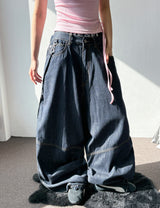 Chain Stitch Raw Denim Balloon Pants 1color